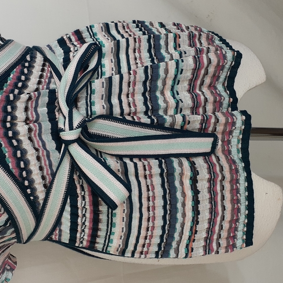 Masoni Tweed striped blouse blue pink size 46 us size 6 - Picture 3 of 9